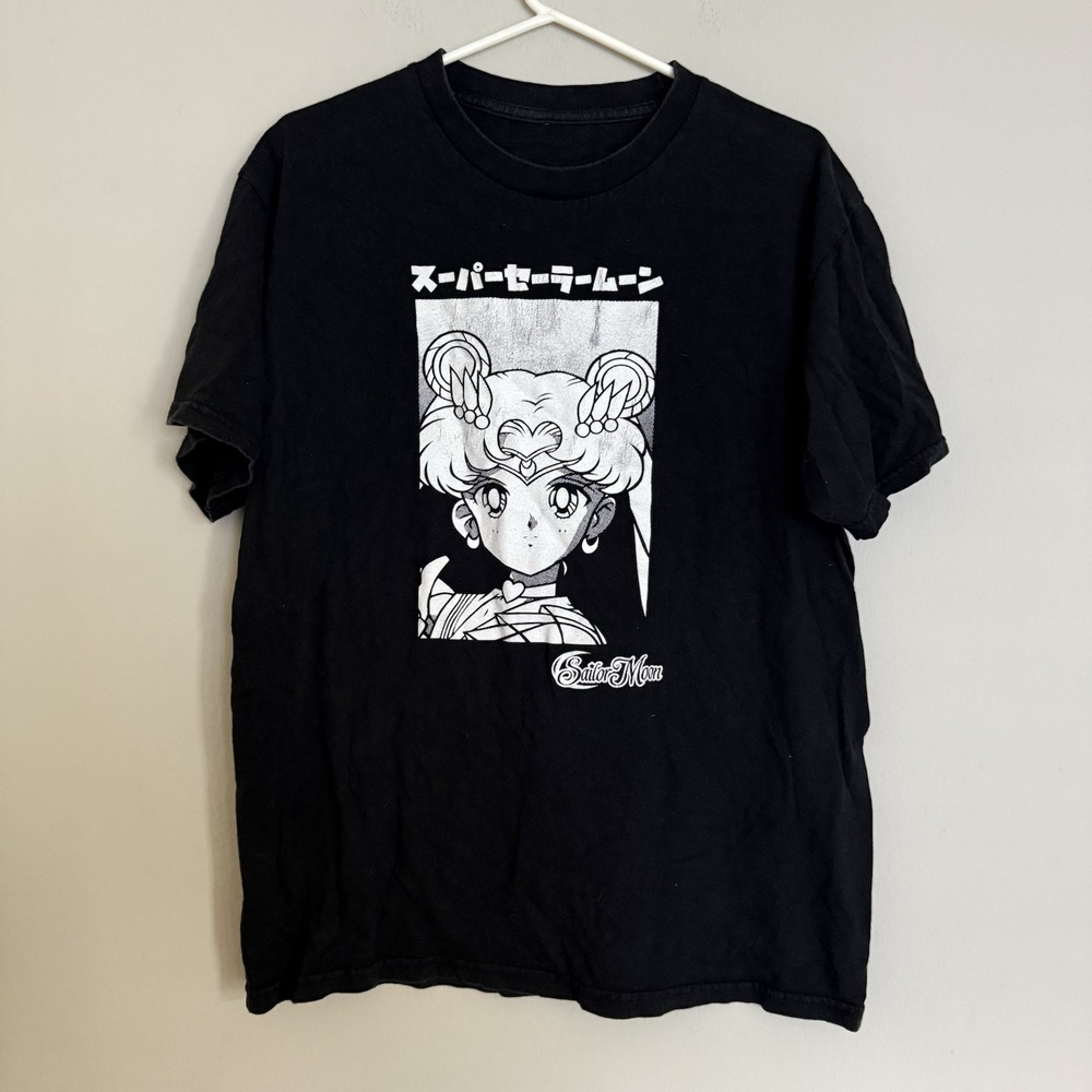 Sailor Moon T Shirt Men's Size Medium Vintage Graphic Anime Y2K Black And White‎